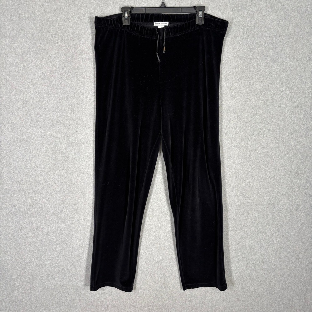 Cotton Couture Velvet Wide Leg Pants Medium Y2K Witchy‎ Velour Sweat Lounge